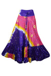 Skirts for Women Purple Pink Beach Maxi Skirt Patchwork Boho Skirt Dress M/L