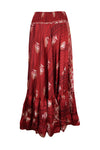 Maxi Skirts for Women Rose Red Floral Beach Skirt Tiered Ruffle Boho Skirt ML