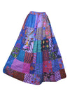 Boho Chic Blue & Purple Floral Patchwork Maxi Skirt – Handmade & Free-Spirited S/M/L