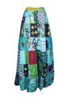 Handmade Light Sea Green Patchwork Boho Maxi Skirt – Vibrant & Free-Spirited S/M/L