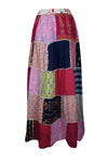 Womens Beach Maxi Skirt Pink Blue Patchwork Boho Hippie Travel Skirts S/M