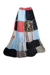 Womens Beach Maxi Skirt Blue, Black Patchwork Stylish Hippie Skirts S/M