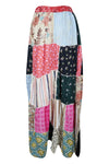 Womens Beach Maxi Skirt Blue, Black Patchwork Stylish Hippie Skirts S/M