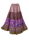 Womens Purple Floral Beach Long Skirt Patchwork Boho Skirts S/M