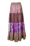 Womens Purple Floral Beach Long Skirt Patchwork Boho Skirts S/M