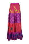 Womens Hot Pink Floral Beach Long Skirt Patchwork Boho Skirts S/M