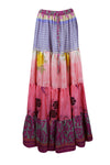 Womens Rouge Pink Floral Beach Long Skirt Patchwork Boho Skirts S/M