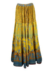 Womens Canary Yellow Beach Maxi Skirt Patchwork Boho Skirts S/M