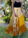 Bohemian Gold Yellow Floral Summer Beach Maxi Skirt Stylish Boho Skirt Dress S/M