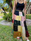 Womens Maxi Skirt Yellow Multi Patchwork Skirts Boho Hippie Skirts S/M