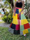 Womens Beach Maxi Skirt Yellow Patchwork Skirts Hippie Skirts S/M