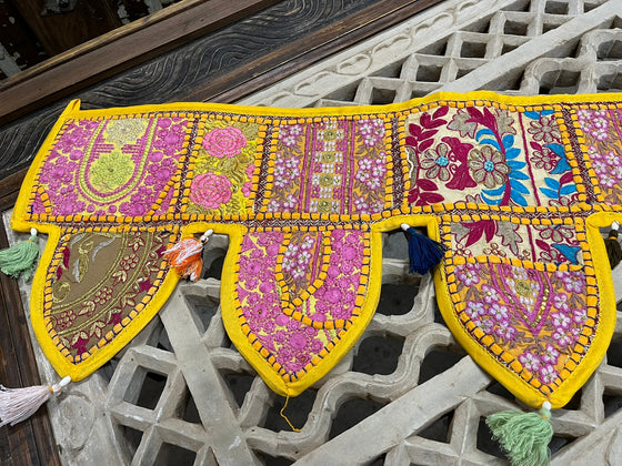 Indian wall hanging Yellow Embroidered Door toran bohemian home decor window toran