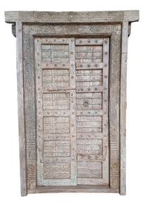  Antique Indian Door Carved Teak Architectural Farmhouse Entry Door 102x60