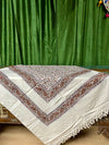 Picnic Throw Handloom Cotton Bedspread, Red White Floral Queen Size Bed Cover