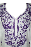 Boho Kaftan for Women White, Purple Embroidered Short Kaftans S/L