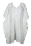 Boho Kaftan for Women Kimono White Embroidered Short Kaftans XL