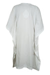 Boho Kaftan for Women Kimono White Embroidered Short Kaftans XL