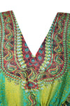 Kaftan Maxi Dress Georgette Green Floral Embroidered Resort Wear Dresses 4XL