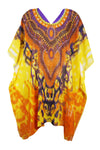 Sheer Beach Caftan Dress, Yellow, Orange  Oversized Cover Up Travel Kaftan 4XL