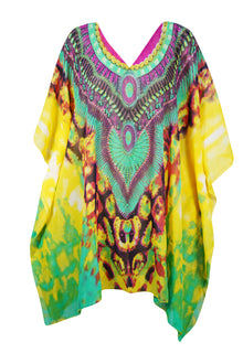  Women Sheer Beach Caftan Dress, Yellow, Green  Oversized Cover Up Travel Kaftan 4XL