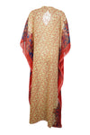 Kaftan Maxi Dress Georgette Red  Floral Embroidered Resort Wear Dresses, 4XL