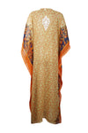 Kaftan Maxi Dress Georgette Orange Floral  Resort Wear Dresses, 4XL