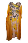 Women Maxi Dress Georgette Yellow Floral Embroidered Resort Wear Dresses, 4XL