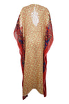 Kaftan Maxi Dress Georgette Red, Beige Floral Resort Wear Dresses, 4XL