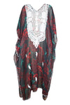 Women Maxi Dress Georgette Red  Floral Embroidered Resort Wear Dresses, 4XL