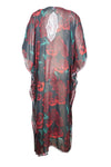 Kaftan Maxi Dress Coverup Georgette Red Black Floral Embroidered Caftan 4XL