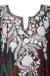 Women Maxi Dress  Red Floral Embroidered Resort Wear Dresses, 4XL