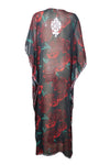 Women Maxi Dress  Red Floral Embroidered Resort Wear Dresses, 4XL