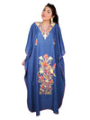 Women's Retro Kaftan Maxidress, Navy Blue Cotton Embroidered Caftans One size L-4X