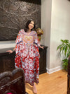 Womens Maxi Kaftan Dress Bohemian Ruby Red Kimono Caftan Resort Dresses M-2X