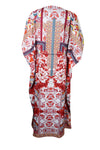 Womens Maxi Kaftan Dress Bohemian Ruby Red Kimono Caftan Resort Dresses M-2X