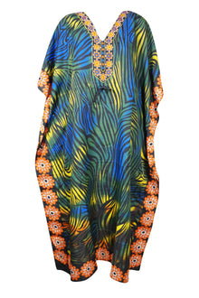  Womens Maxi Kaftan Dress Blue, Green Kimono Caftan Resort Dresses M-2X