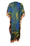 Womens Maxi Kaftan Dress Blue, Green Kimono Caftan Resort Dresses M-2X