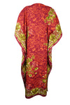 Boho Maxi Kaftan Dress Floral Red Kimono Caftan Resort Dresses M-2X