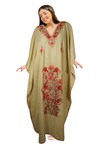  Womens Kaftan Maxidress, Persian Orange Embroidered Caftan L-2XL