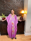 Womens Kaftan Maxi Dress Pink Cotton Embroidered Long Maxi Caftan L-3XL