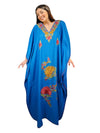 Women's Kaftan Maxi Dress Blue Boho Embroidered  Caftans L-2XL