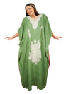 Womens Kaftan Maxi Dress Green Embroidered Kaftan L-2XL