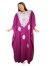 Women's Kaftan Maxi Dress, Ruby Pink Embroidered Caftans L-2XL