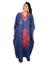 Women's Kaftan Maxi Dress Blue Beach Embroidered Caftans L-2XL