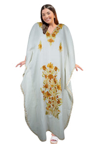  Womens Kaftan Maxi Dress White Flowy Caftan L-2XL