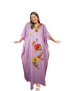 Women's Kaftan Maxi Dress, Pink Embroidered Caftans  L-2XL