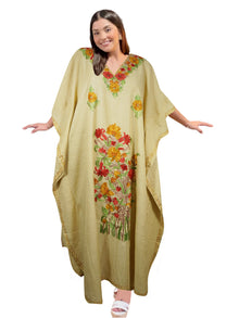  Women's Kaftan Maxi Dress Beige Boho Maxi Dress  L-2XL