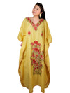 Women's Kaftan Maxi Dress, Yellow Embroidered Caftans  L-2XL