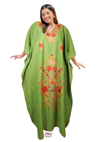  Womens Kaftan Maxi Dress Green Embroidered Kaftan M-XL