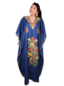  Women's Kaftan Maxi Dress blue Beach Holidays Caftan  L-2XL